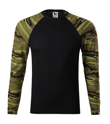 Tričko LS kombinované "camouflage green"